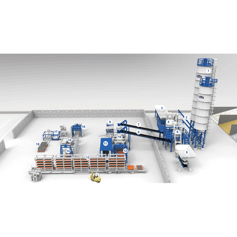 Ligne de production automatique avec supports de durcissement